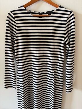 J. Crew Collection Navy and White Striped Long-Sleeve Maxi Dress